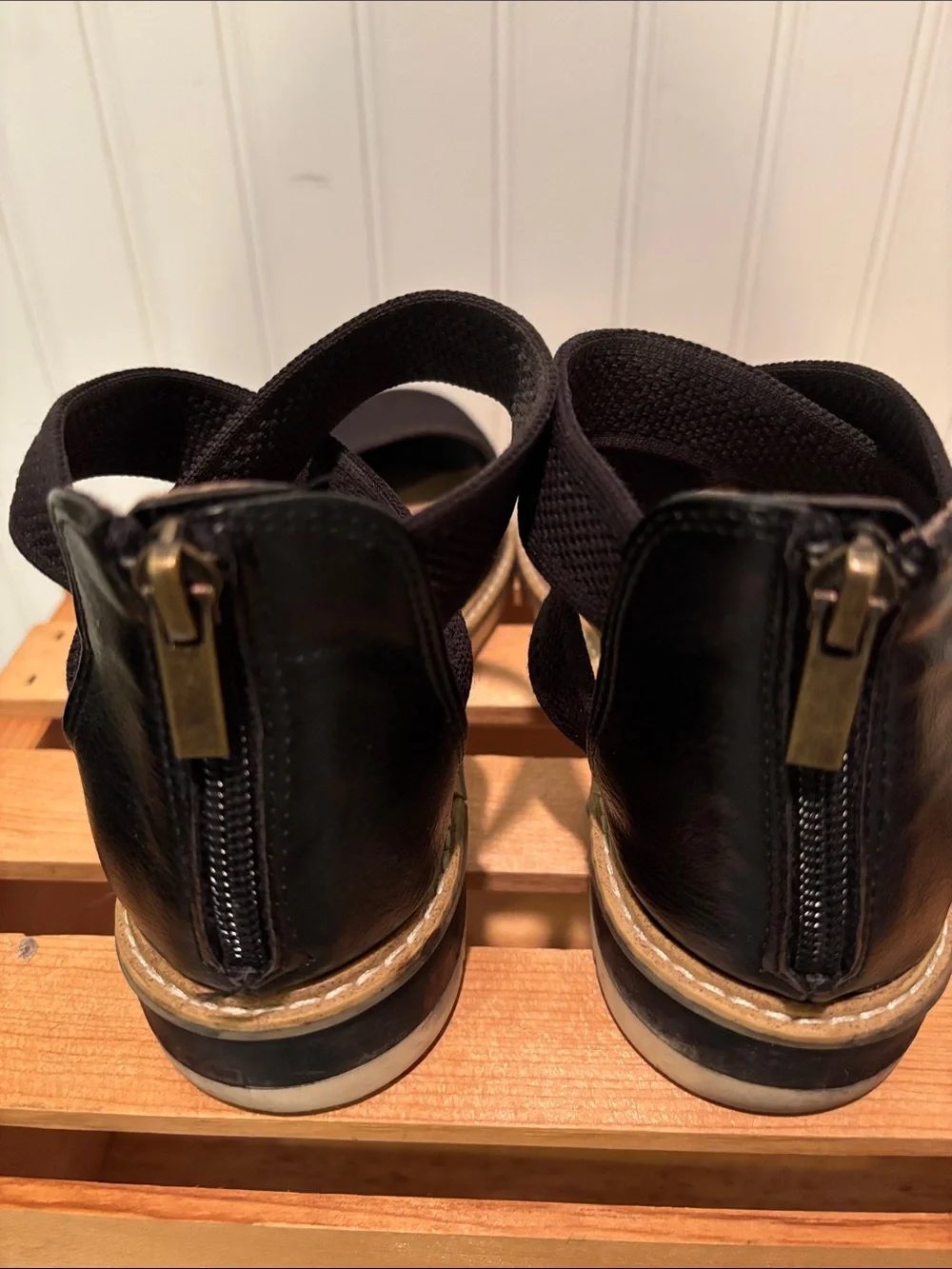 Women's Black Ankle-Strap Knit Espadrille Flats Size 6